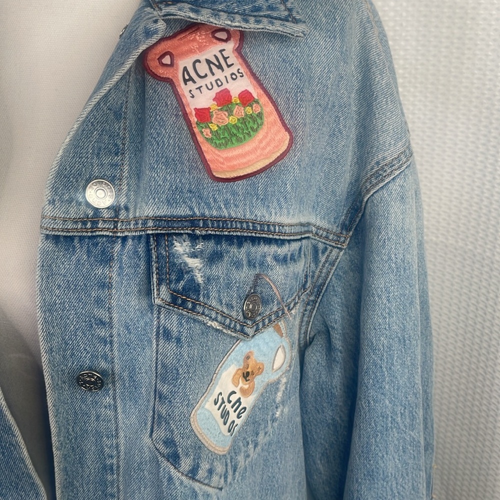 Acne Studios Vase Graphic Appliqué Denim Jacket Grant Levy-Lucero Art-to-Wear OS - Picture 5 of 16